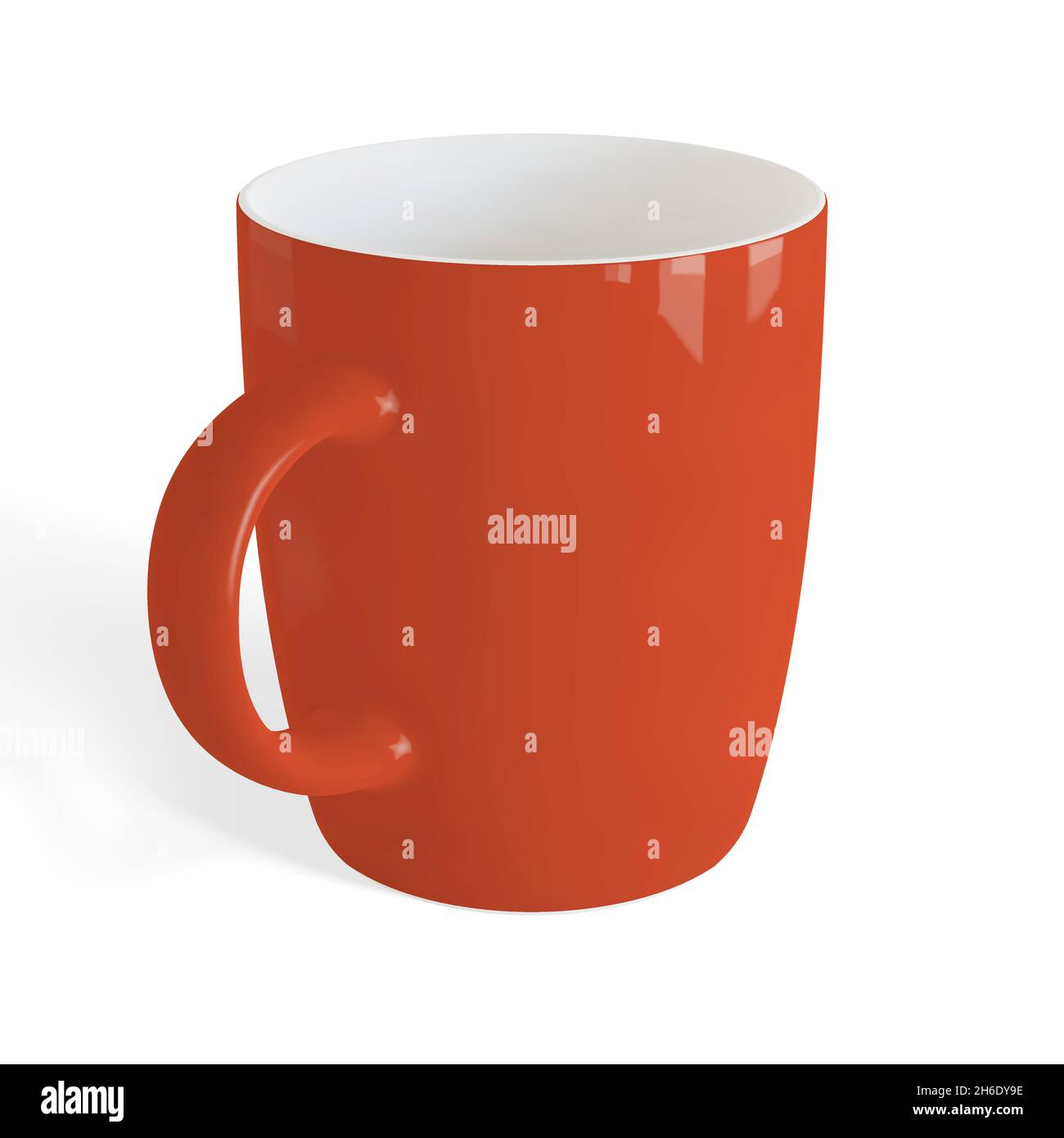 Matte white tea or coffee cup or mug with shadow on white background ...
