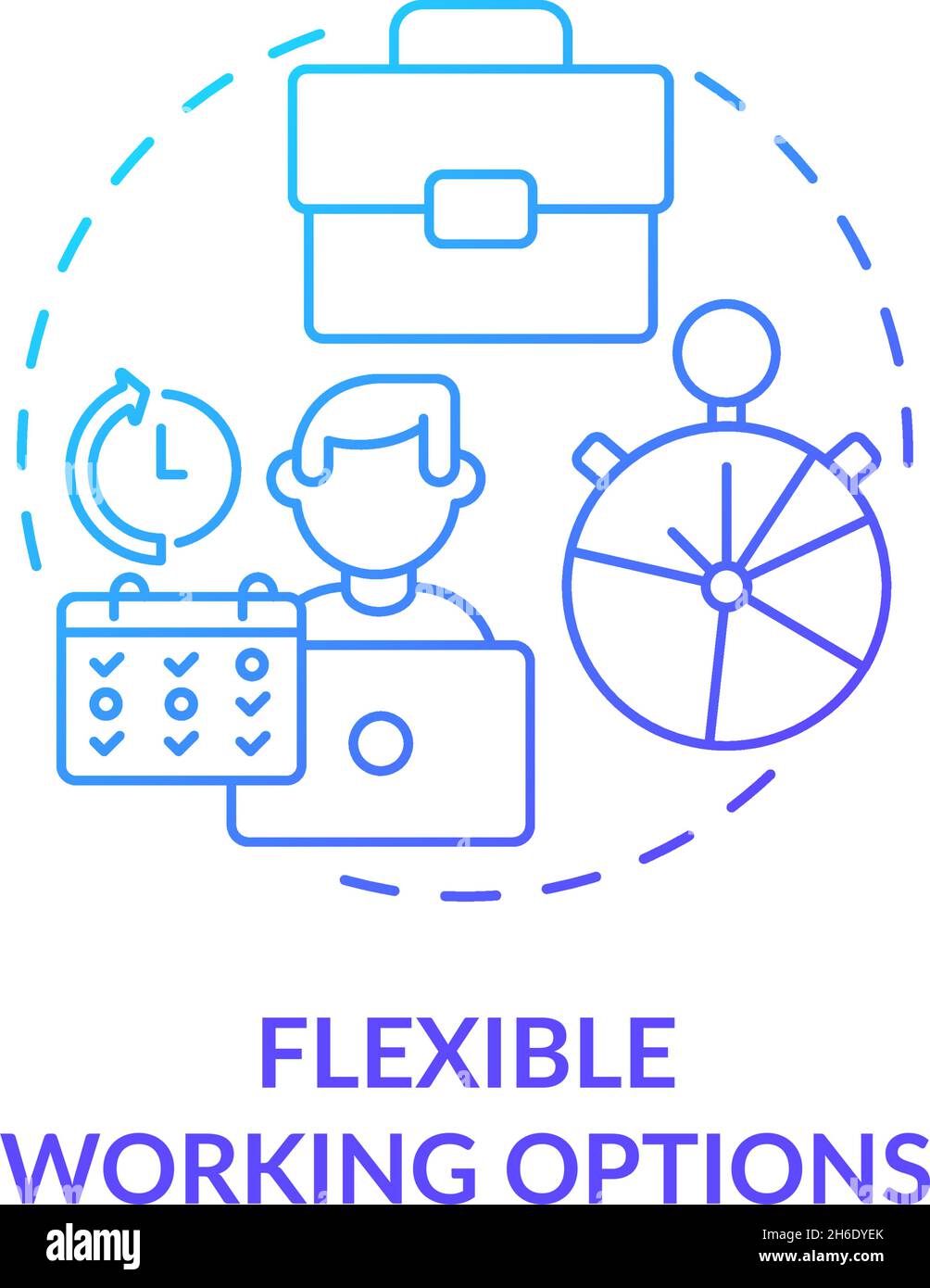 Flexible working options blue gradient concept icon Stock Vector