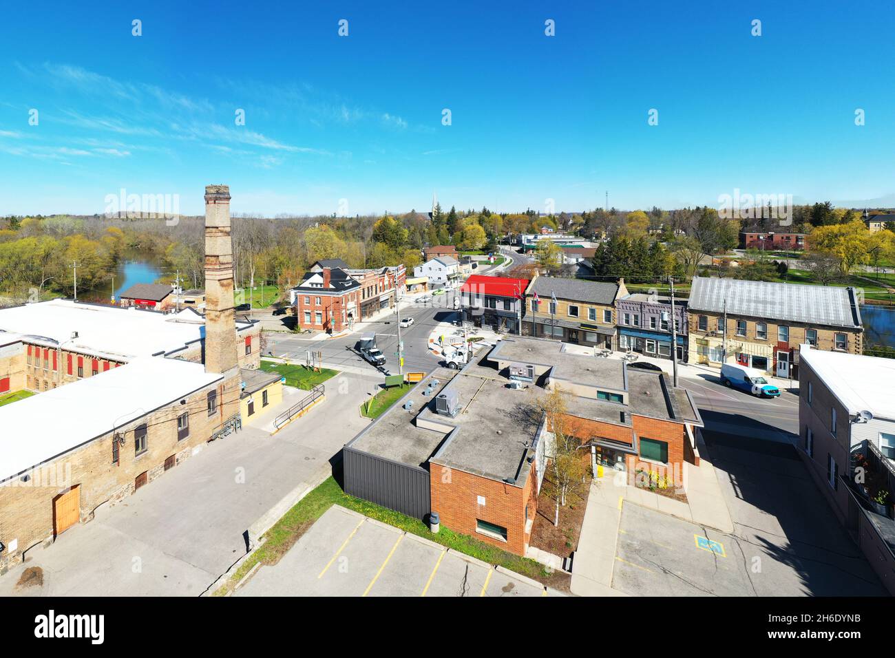 An aerial view of Ayr, Ontario, Canada downtown Stock Photo Alamy