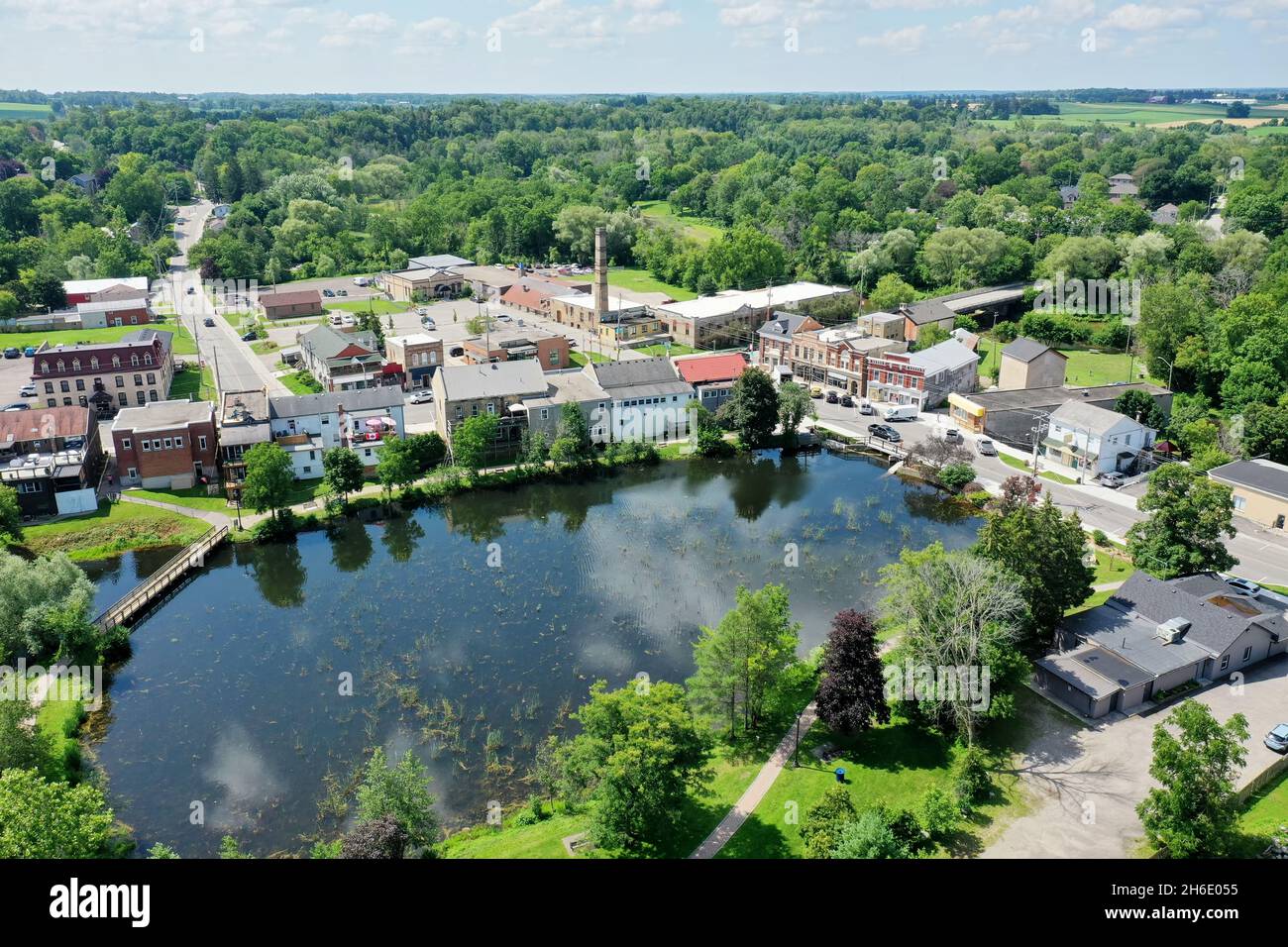An aerial of the town of Ayr, Ontario, Canada Stock Photo Alamy