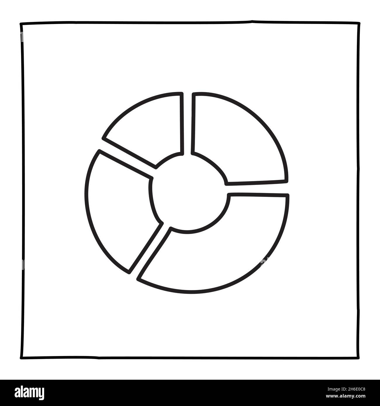 Doodle pie chart graph icon or logo, hand drawn with thin black line ...