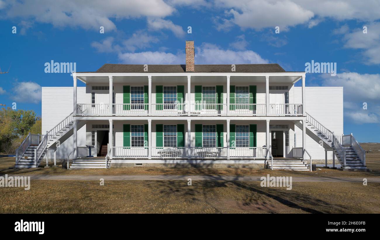Historic "Old Bedlam" structure at Fort Laramie National Historic Site at 965 Grey Rocks Road in Fort Laramie, Wyoming on October 17, 2021. This struc Stock Photo