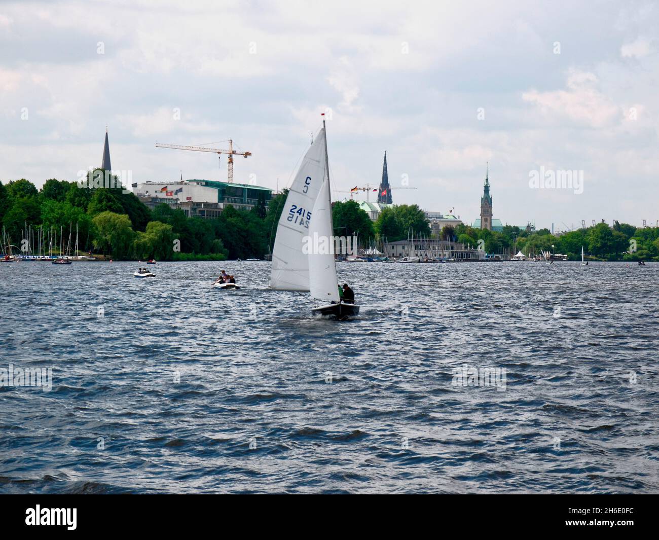 Sailors on the Aussenalster in Hamburg, Germany. Stock Photo