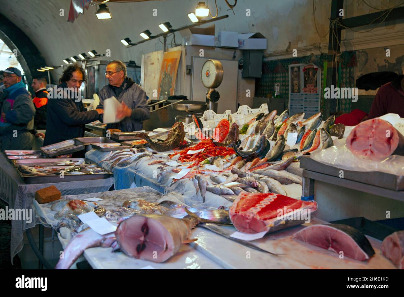 Fish market  Piazza Alonzo di Benedetto Catania Sicily Italy fresh fish Stock Photo