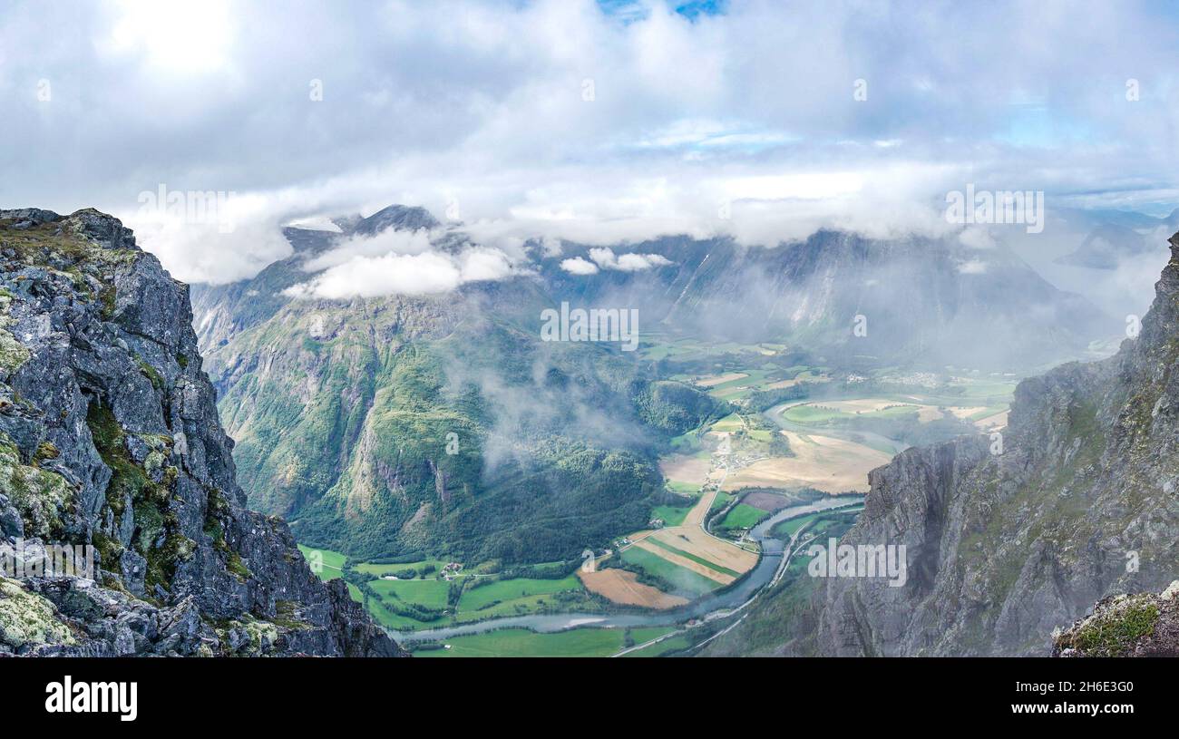 Aerial view of the green mountains and valley Stock Photo - Alamy
