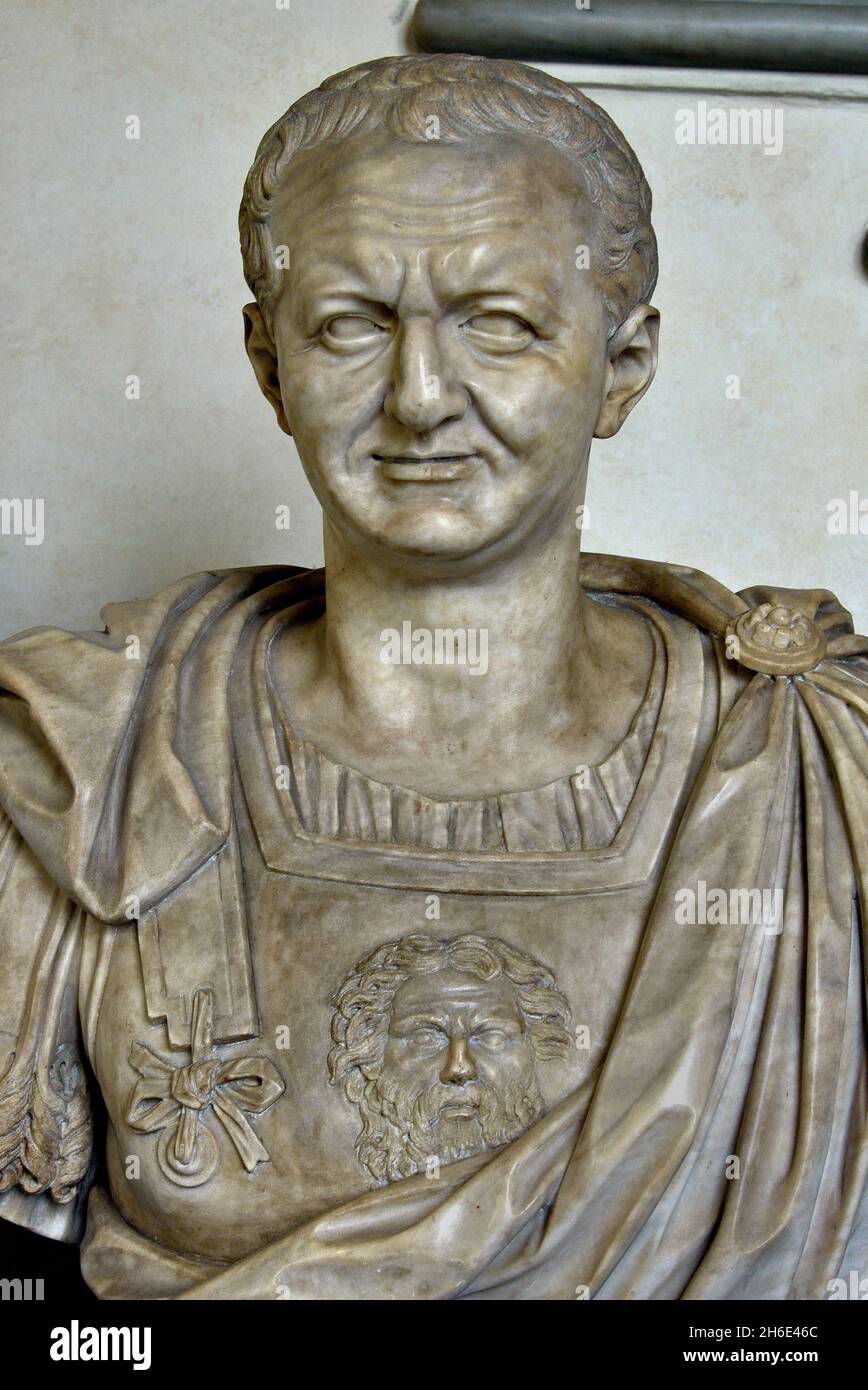 Bust of Emperor  Vespasian 1767 - 1769 Collino Filippo, 1737- 1800; Collino Ignazio, 1724-  1793 Roman, Rome, Italy, Italian, Stock Photo