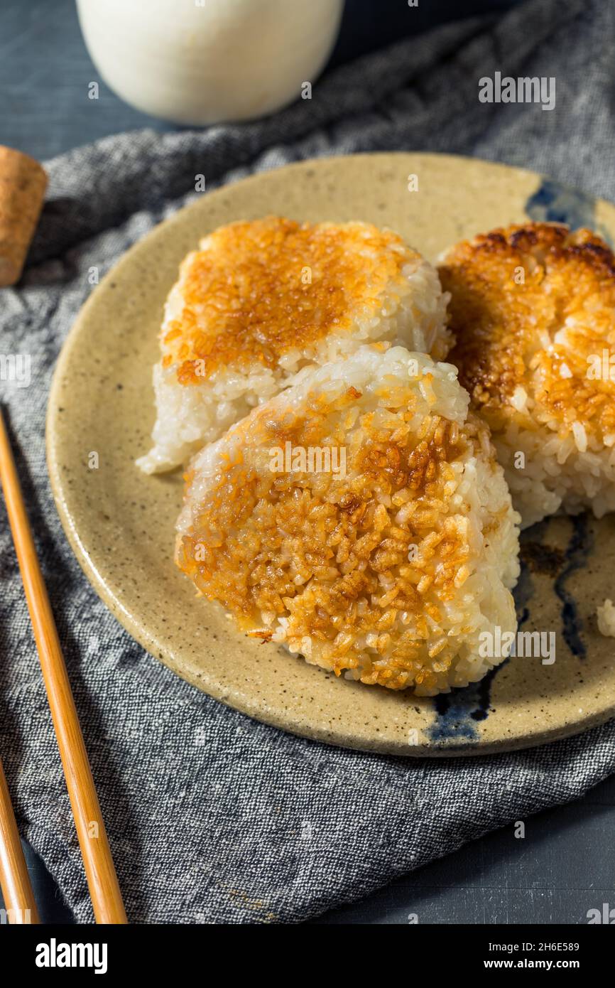 Homemade Japanese Grilled Yaki Onigiri Rice Ball with Tuna Filling