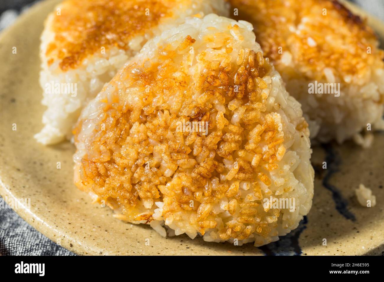 Homemade Japanese Grilled Yaki Onigiri Rice Ball with Tuna Filling