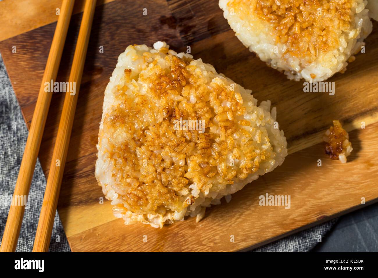 Homemade Japanese Grilled Yaki Onigiri Rice Ball with Tuna Filling