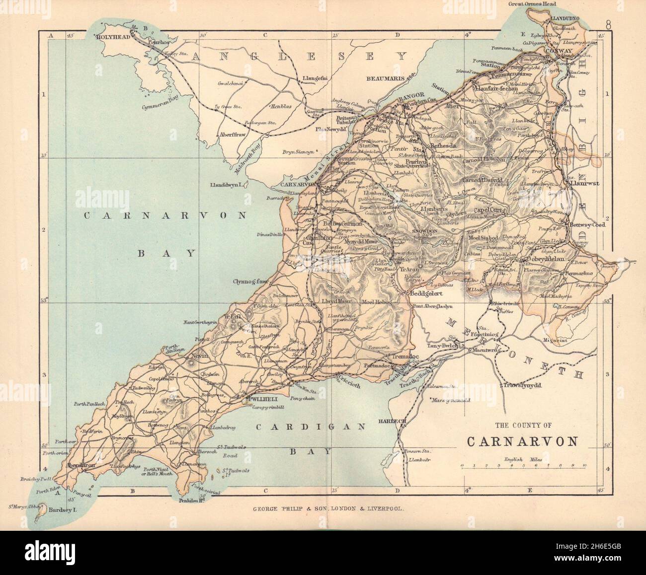 CAERNARFONSHIRE "County of Carnarvon" Bangor Conwy Wales BARTHOLOMEW