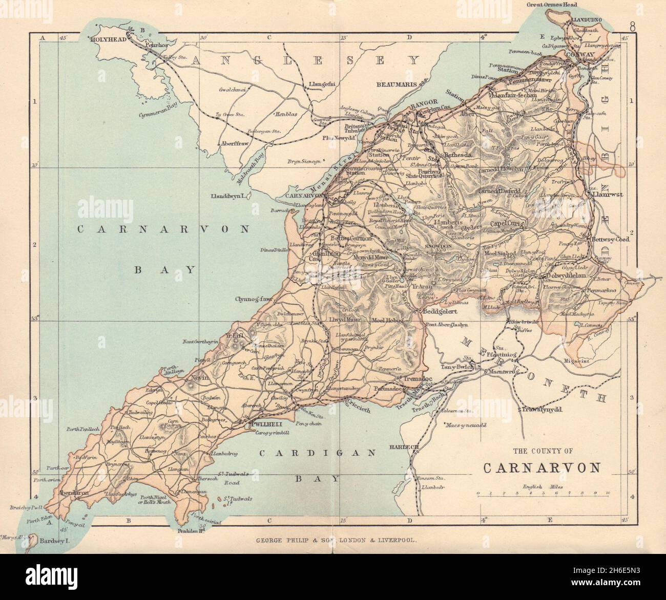 CAERNARFONSHIRE "County of Carnarvon" Bangor Conwy Wales BARTHOLOMEW