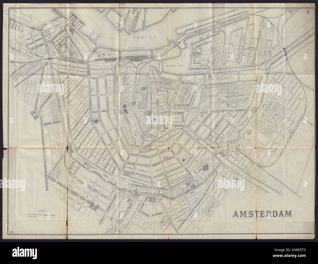 AMSTERDAM antique town plan city map. Netherlands. BRADSHAW 1892 old Stock Photo