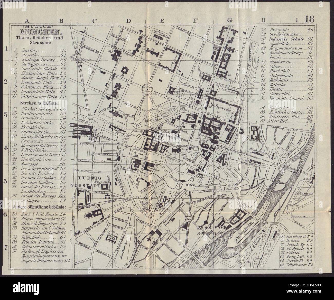 MUNICH MÜNCHEN MUNCHEN antique town plan city map. Germany. BRADSHAW 1892  Stock Photo - Alamy