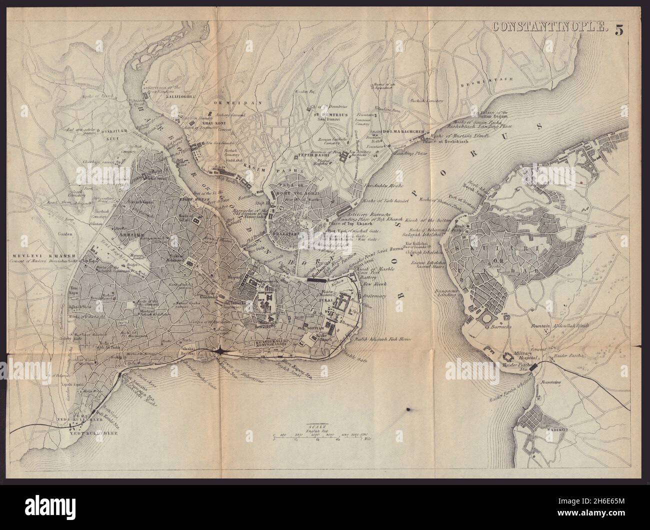 CONSTANTINOPLE / ISTANBUL antique town plan city map. Turkey. BRADSHAW ...