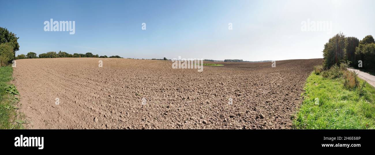 Farmland in Summer after harvest. Harvested Field Panorama Stock Photo ...