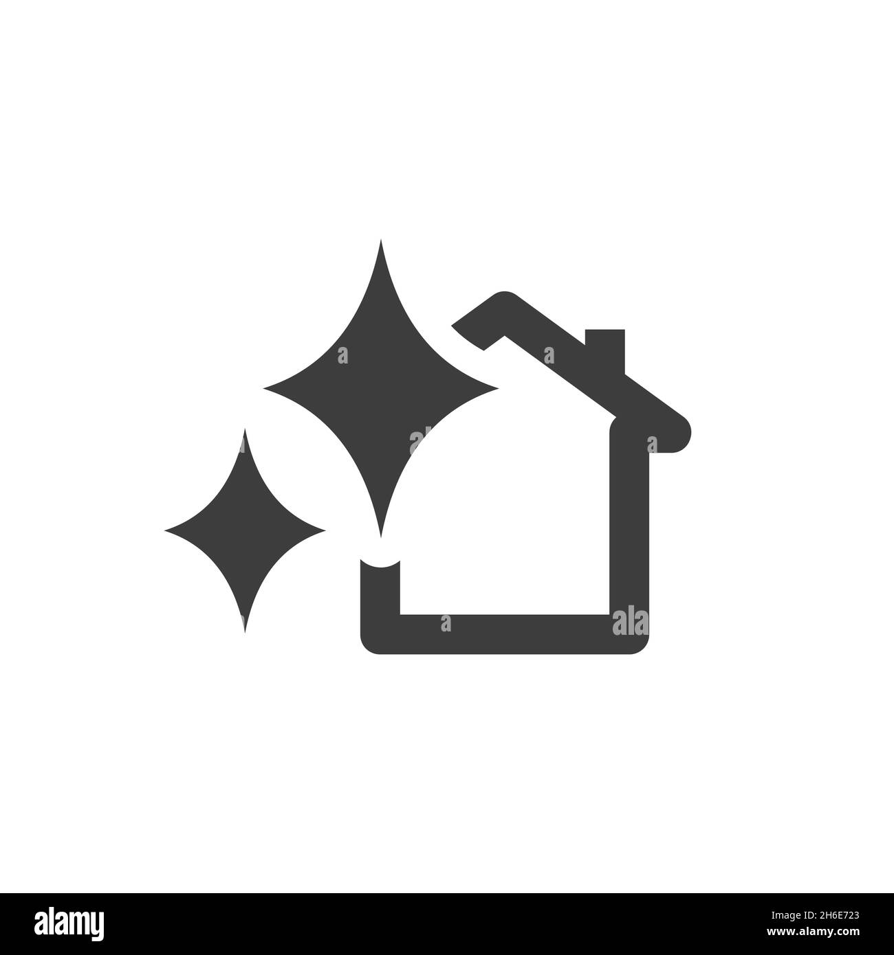 Clean house black vector icon. Home, domestic cleaning symbol. Stock Vector