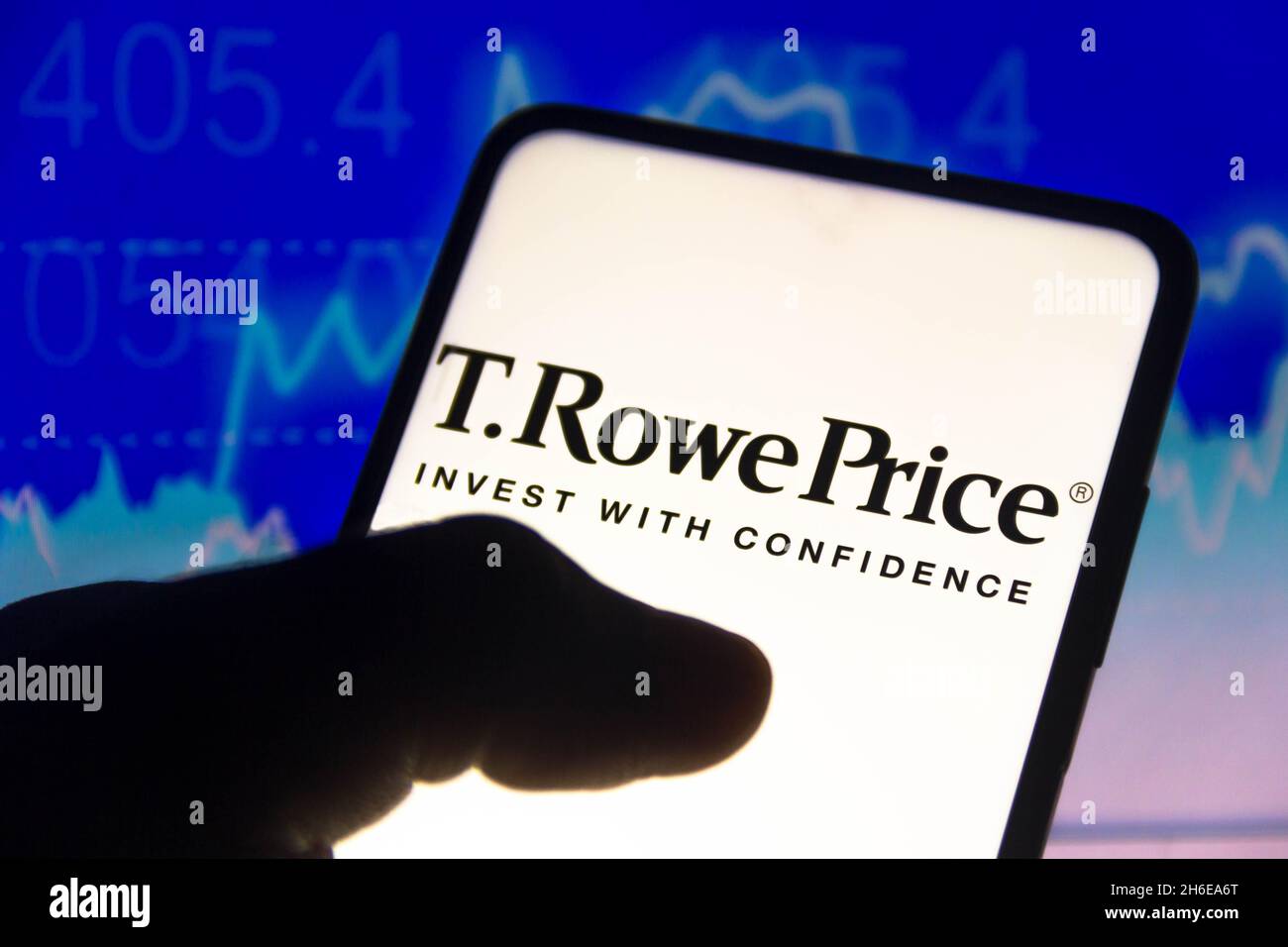 In this photo illustration the T. Rowe Price logo displayed on a ...