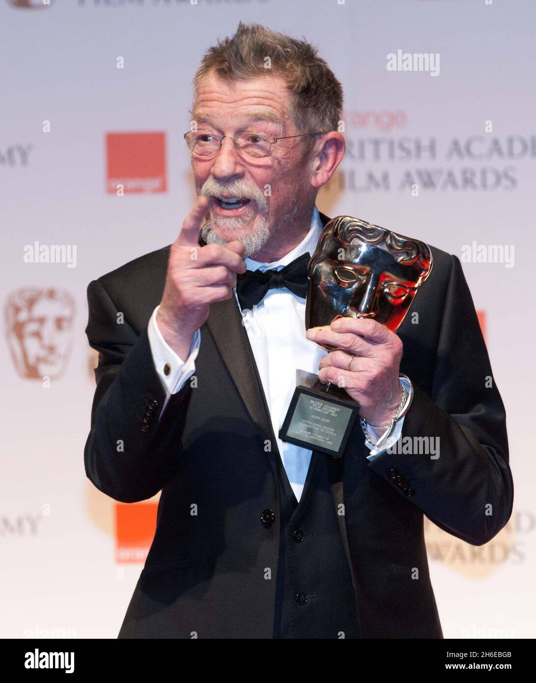 John Hurt  pictured with his British Academy Film Award the Royal Opera House in London  Stock Photo