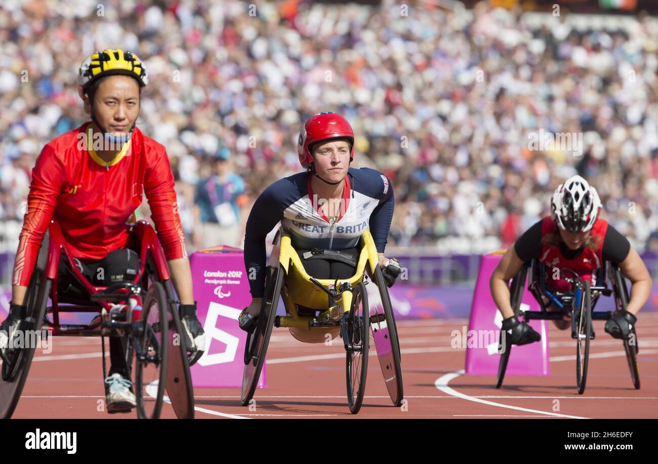 British Paralympic athlete Shelly wood during the 800 meters T54 as ...
