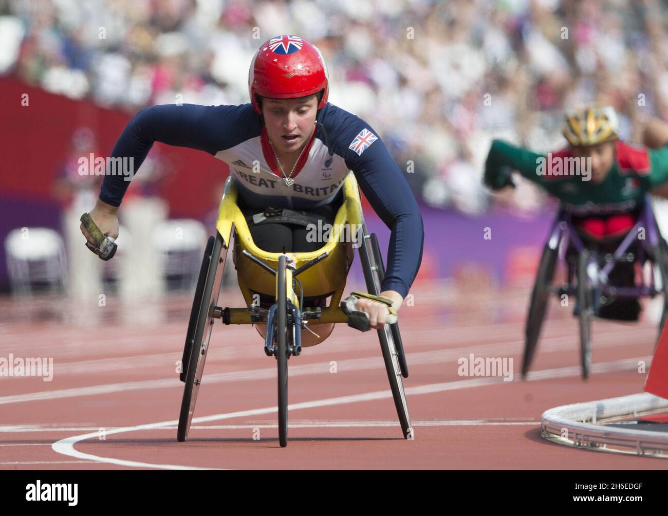 British Paralympic athlete Shelly wood during the 800 meters T54 as ...