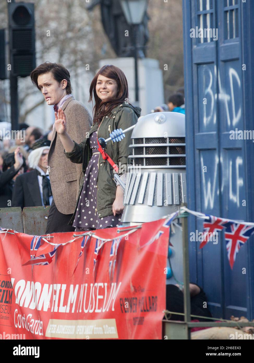 Matt Smith and Jenna Louise Coleman at the New Year's Day Parade in London. Stock Photo