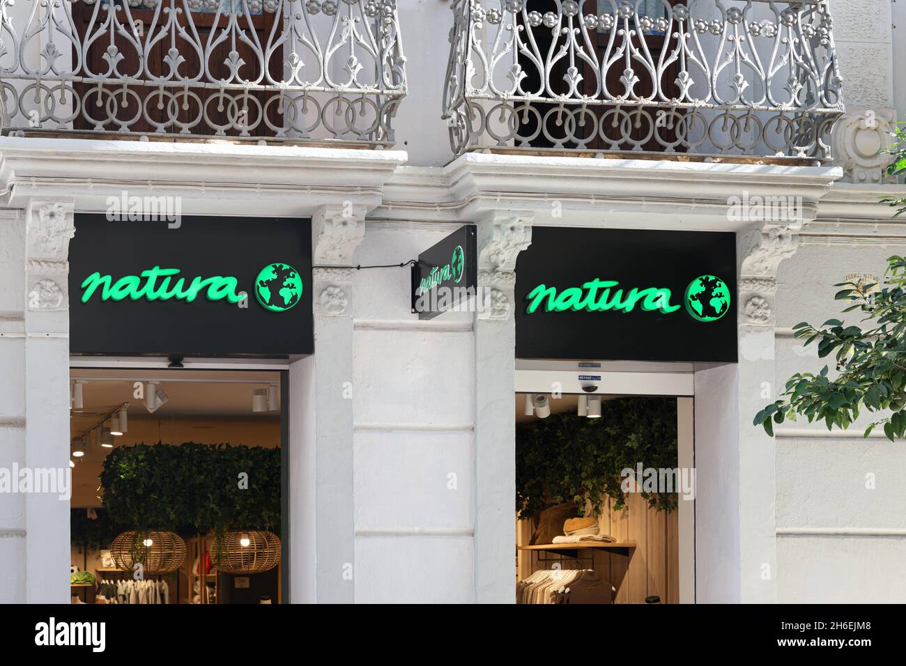 VALENCIA, SPAIN - NOVEMBER 15, 2021: Natura is a store specializing in clothing, household items, travel items or gift and wellness items Stock Photo