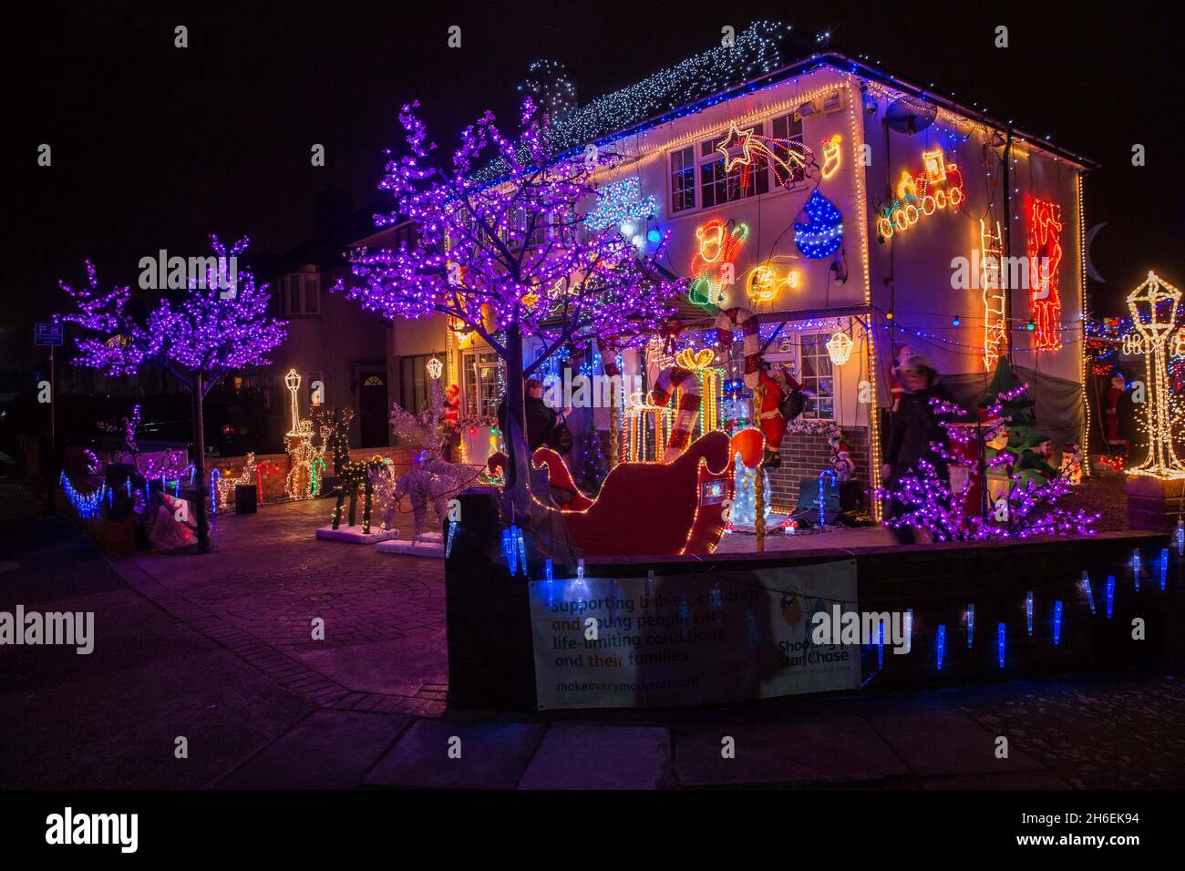 The 'House O Christmas' light display in West London Stock Photo Alamy