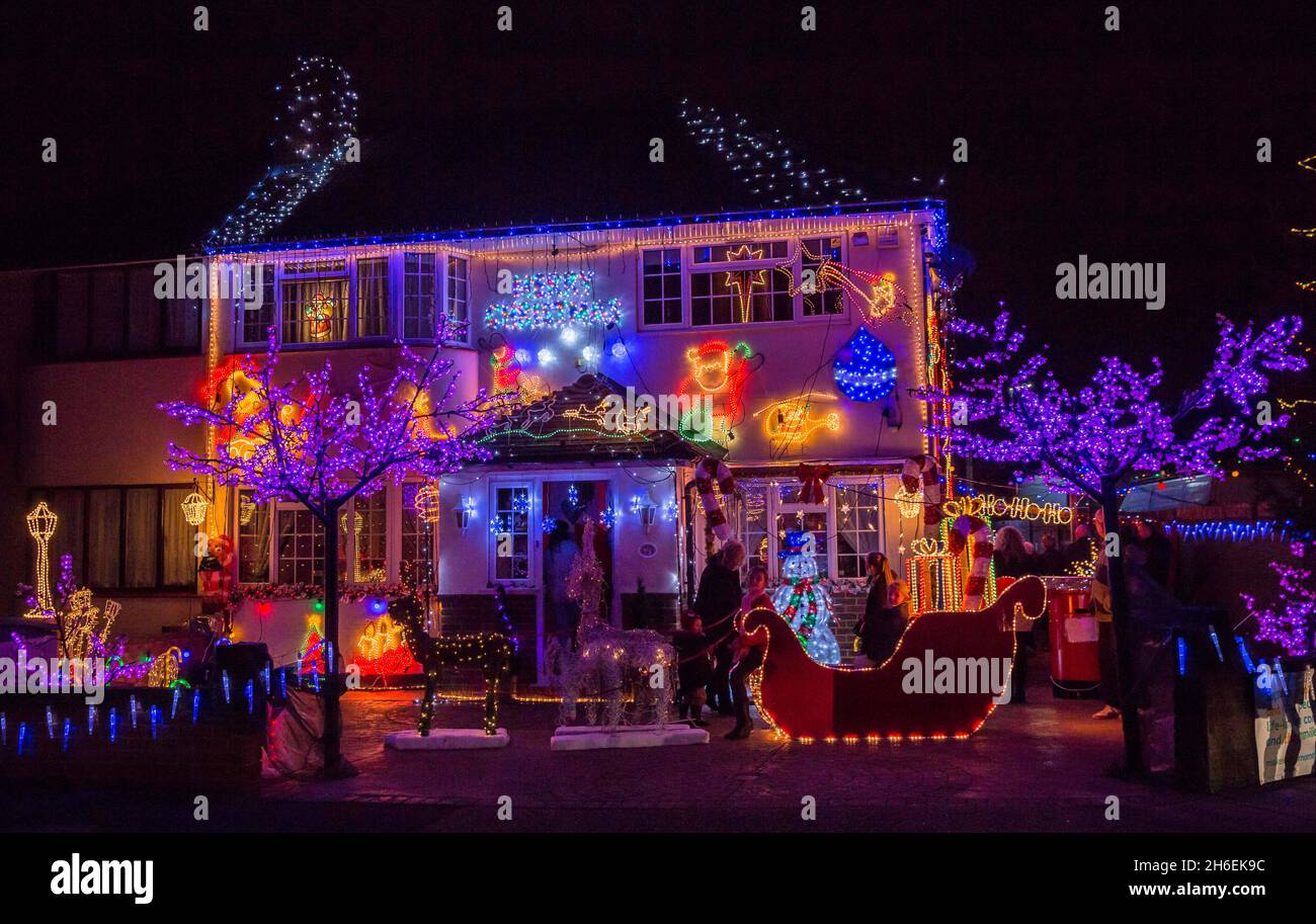 The 'House O Christmas' light display in West London Stock Photo Alamy