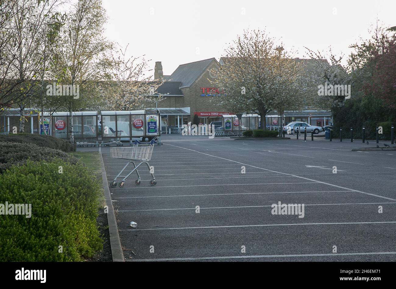 An empty Tesco car park in London this morning. Tesco has made a loss