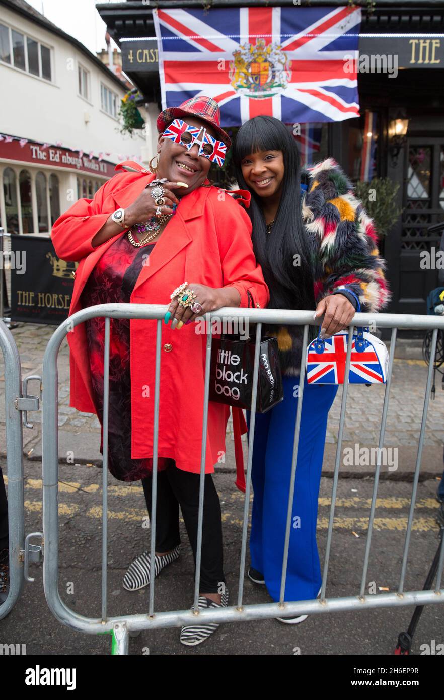 Sandra Martin and Sandy Channer from TV show Gogglebox wait outside