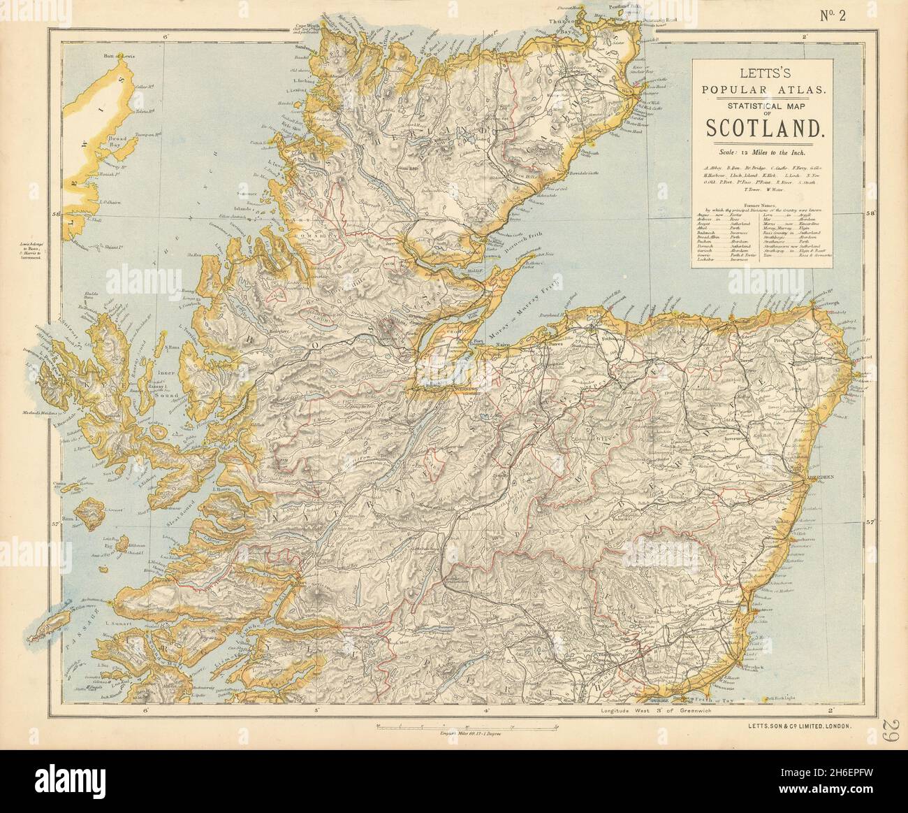 SCOTLAND NORTH. Highlands & islands. Counties. LETTS 1883 old antique map Stock Photo
