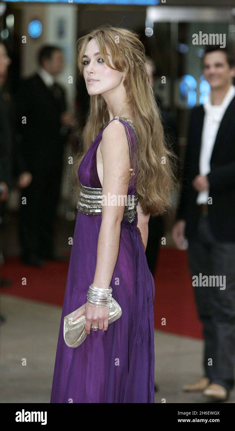 Keira Knightley arriving for the UK premiere of Pride and Prejudice in London's West End. Stock Photo