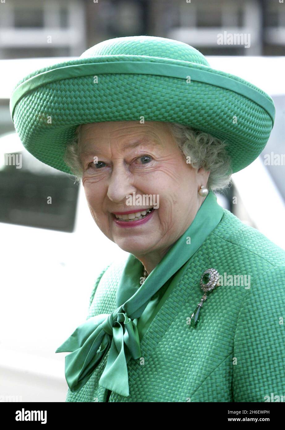 Queen Elizabeth II paid a visit to Stratford in East London today to view  the site of the 500-acre Olympic Park - the development at the heart of London's 2012 Games. She was taken to the 21st floor of Holden Point residential tower block to view the site.   Stock Photo