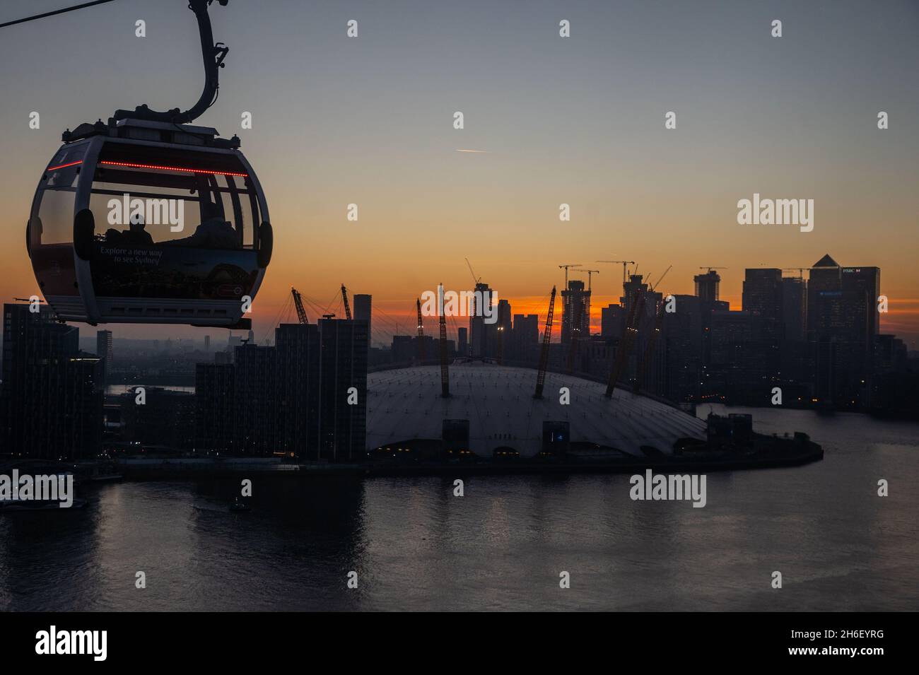 The sunset over the The O2 arena in London after the hottest February ...