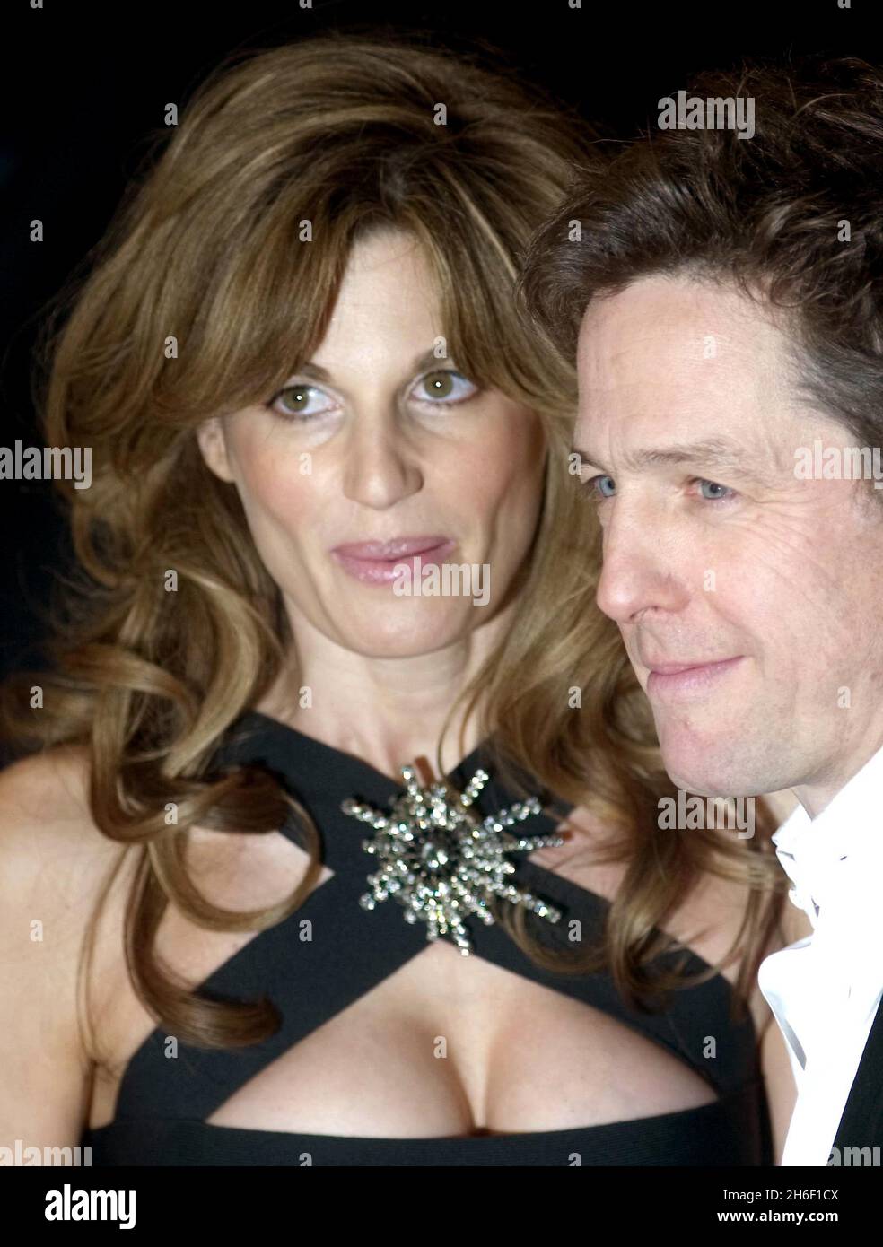 Hugh Grant and girlfriend Jemima Khan pictured arriving at the film premiere of Music And Lyrics at Odeon Cinema in London's Leicester Square. Stock Photo