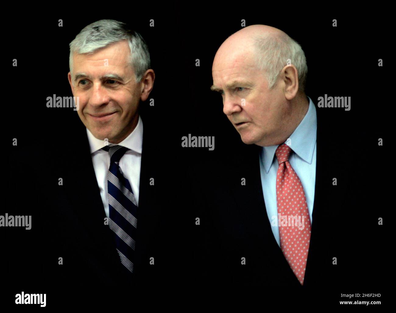 Jack Straw and John Reid are pictured in Downing Street this morning