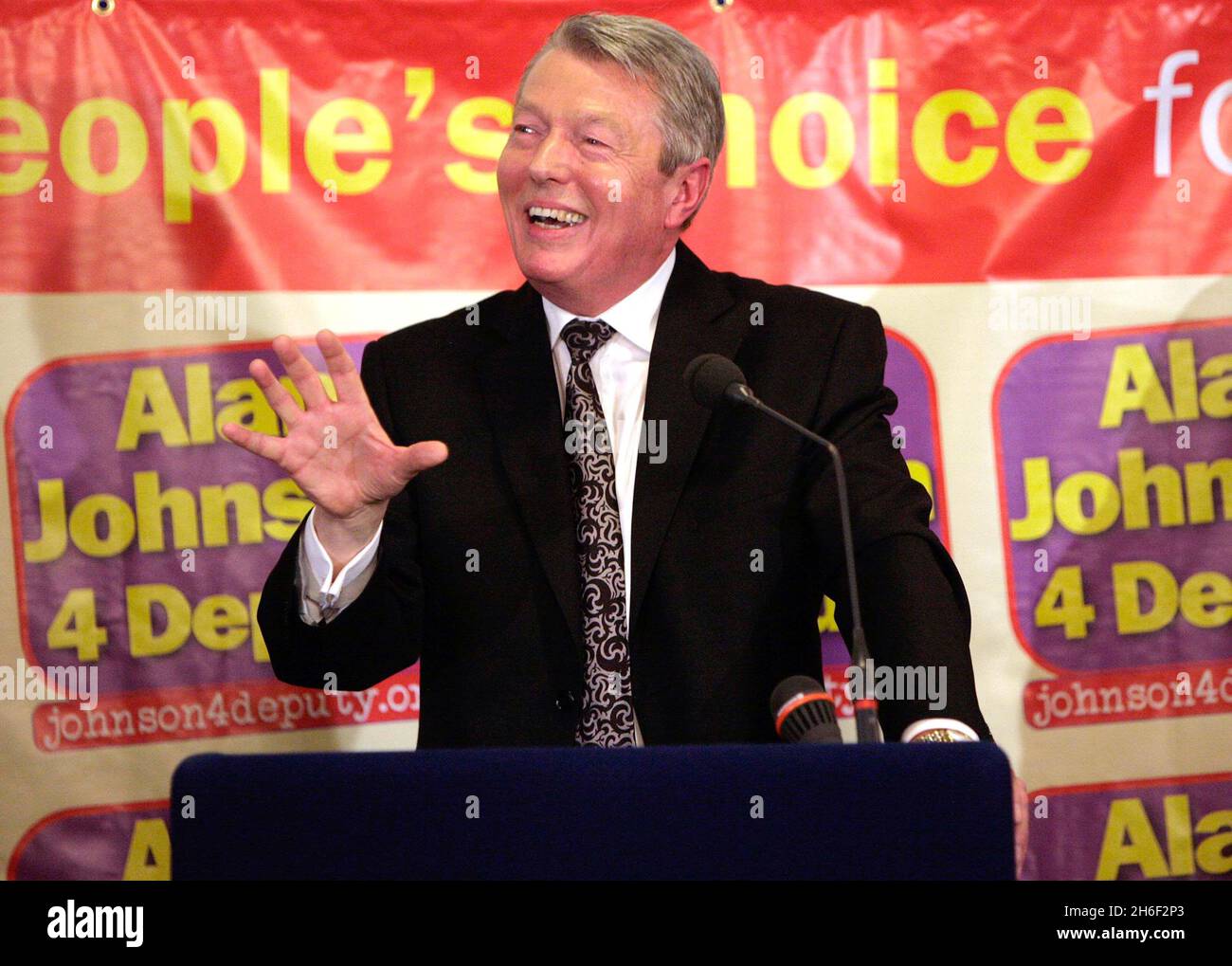 Education Secretary Alan Johnson launches his bid to become the next deputy leader of the Labour Party in Westminster, London today, May 15, 2007. He has obtained the backing of more than 60 fellow Labour MPs, which puts him well above the 44 nominations needed to secure a place on the ballot paper, with nominations due to close on Thursday. Stock Photo