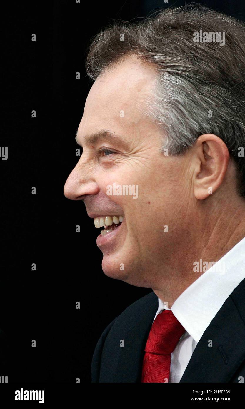 Tony Blair pictured leaving Downing Street today for his last Prime