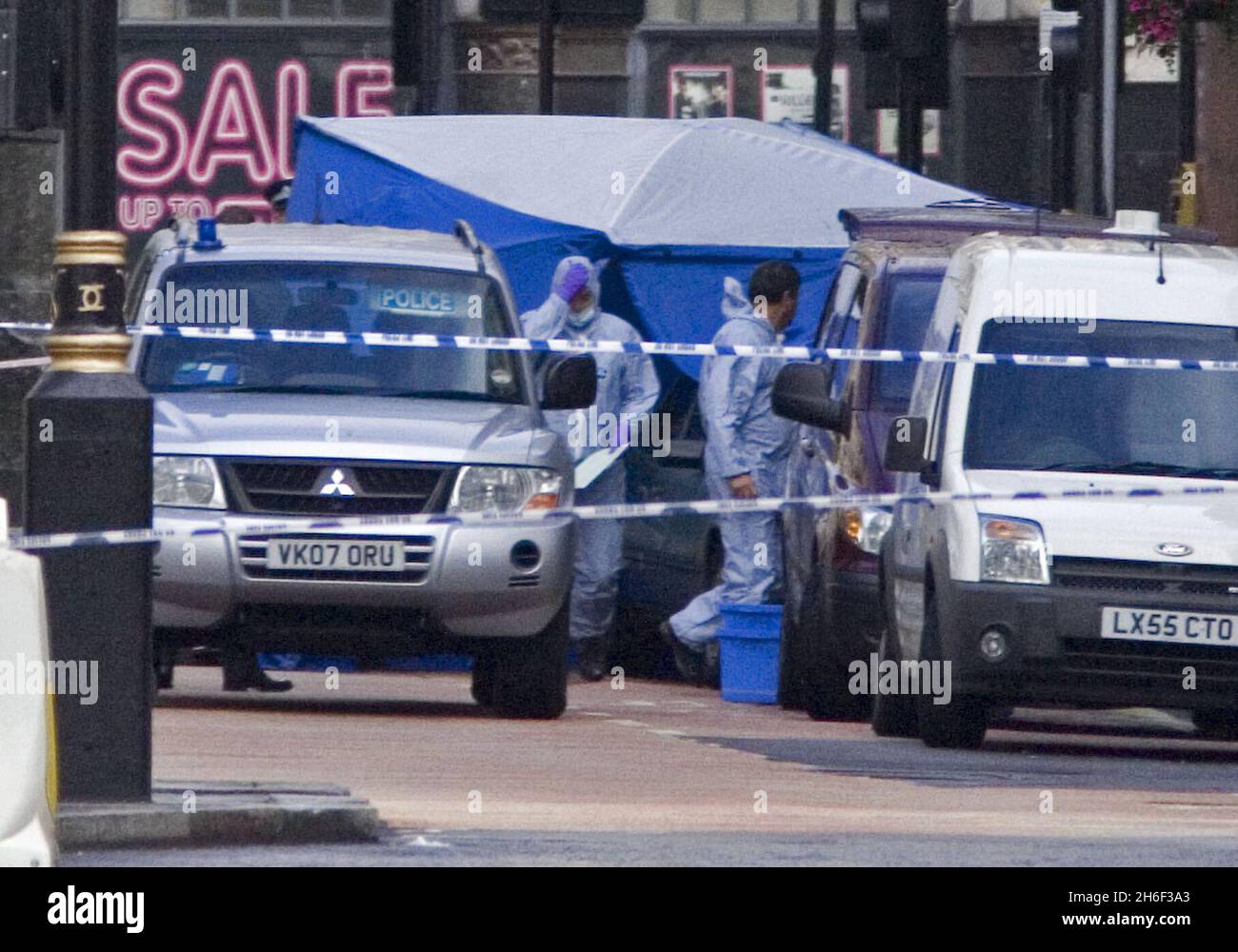 Police have disabled a car bomb containing gas cylinders in the heart of central London. Officers carried out a controlled explosion after reports of a suspicious vehicle parked in Haymarket shortly before 2am this morning. Stock Photo