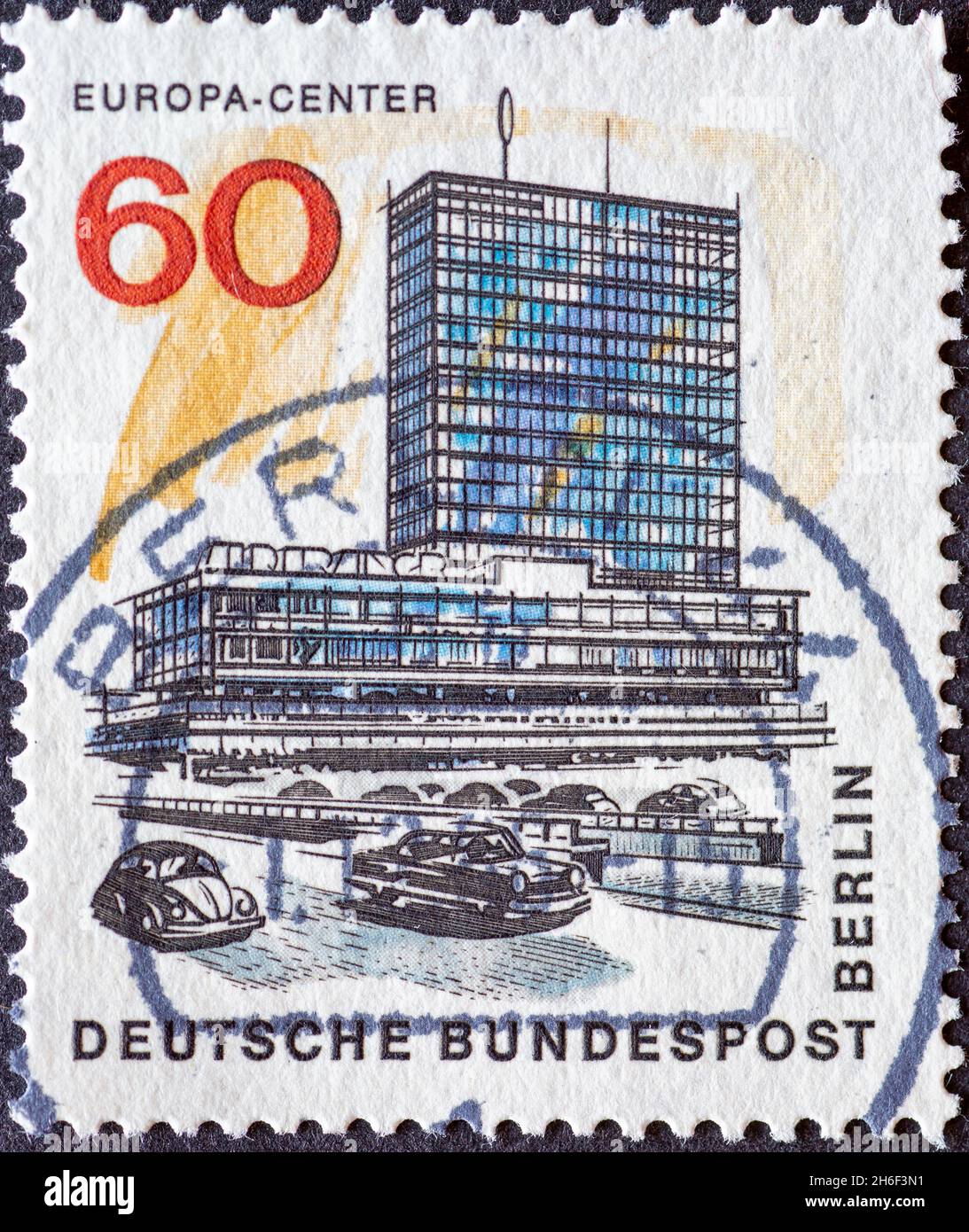 GERMANY, Berlin - CIRCA 1965: a postage stamp from Germany, Berlin showing a series the new Berlin: europe center Stock Photo
