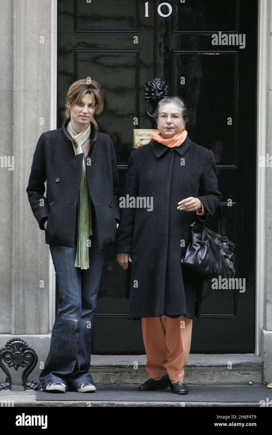 A protest for democracy in Pakistan was held in central London. The demonstration organised by Campaign Against Martial Law was lead by Jemima Khan and her family. Picture shows: Jemima Khan and Hina Jilani (General Secretary Of Human Rights) in Downing Street.  Stock Photo