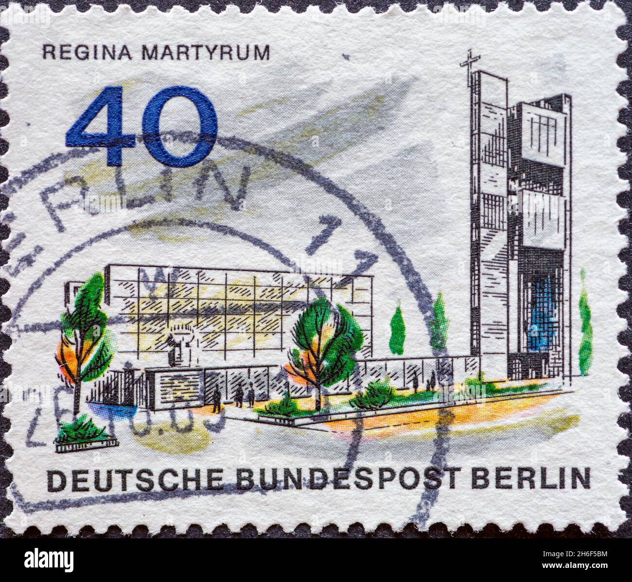 GERMANY, Berlin - CIRCA 1965: a postage stamp from Germany, Berlin showing a series the new Berlin: Regina martyrum Stock Photo