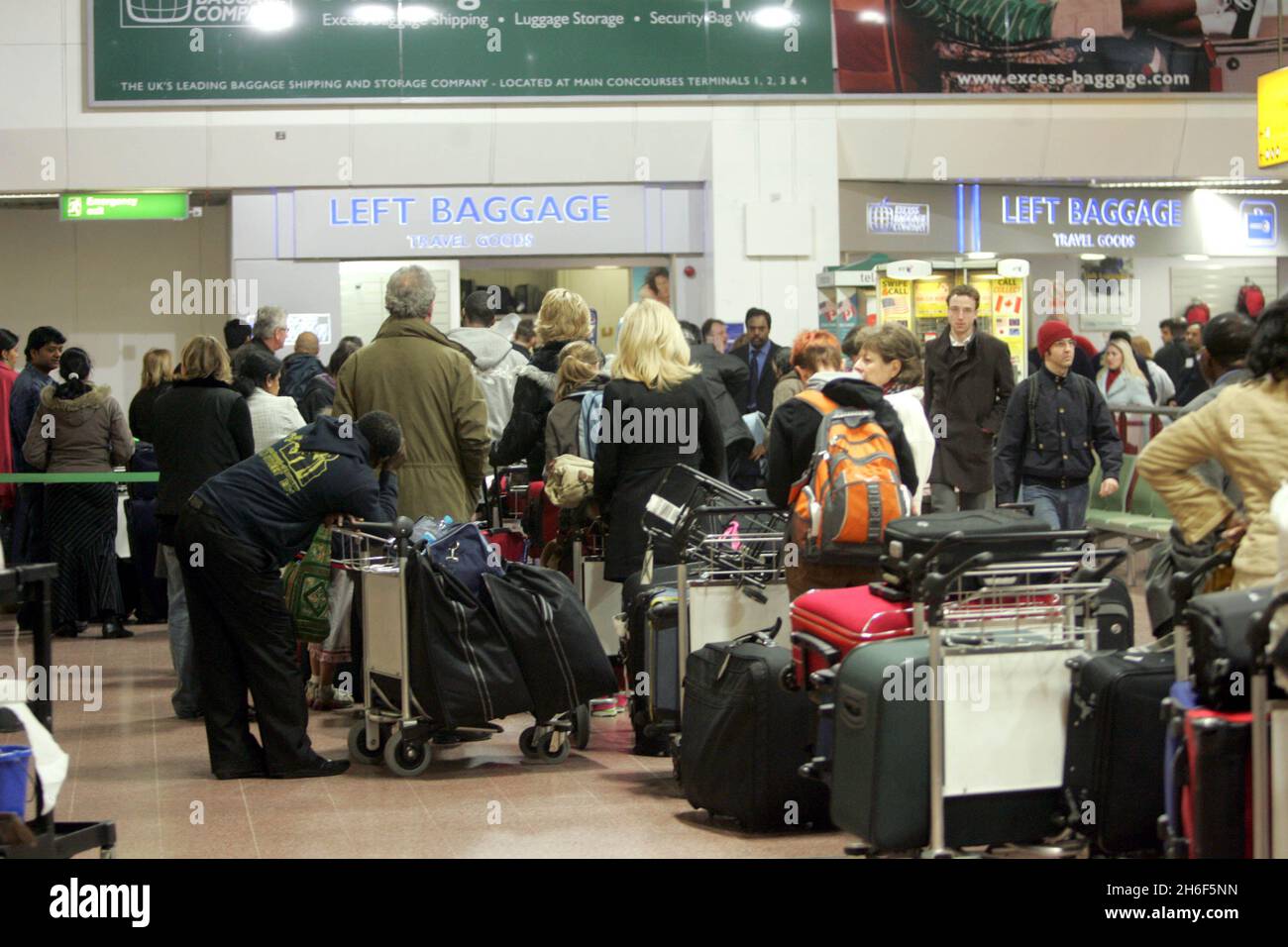 British Airways passengers were forced to abandon their bags at Heathrow airport today following the failure of the main baggage handling computer and its emergency back-up. 4,000 longhaul travellers flying from Terminal 4 could not check bags into the hold and could only take two items of hand luggage.  Stock Photo