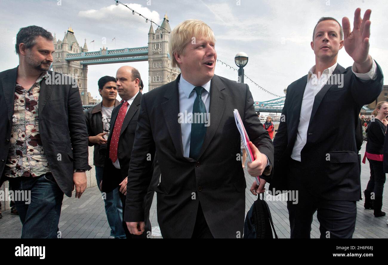 The newly elected Mayor for London Boris Johnson arrives at City Hall in central London this afternoon. Stock Photo