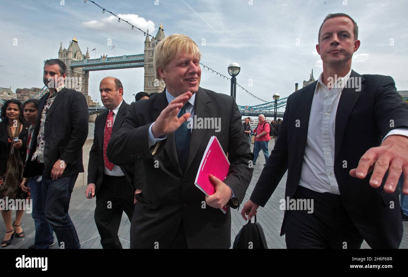 The newly elected Mayor for London Boris Johnson arrives at City Hall in central London this afternoon. Stock Photo