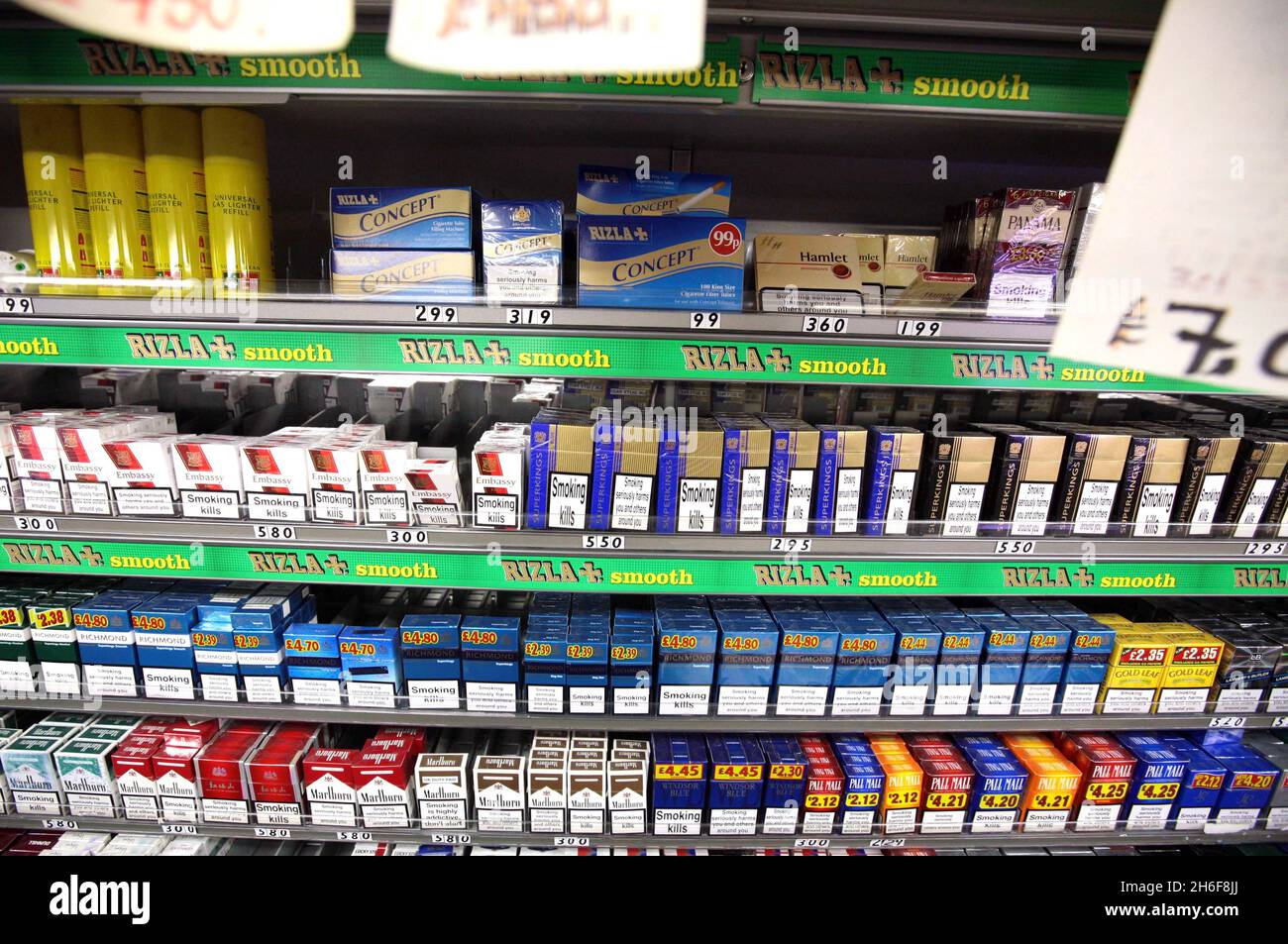 cigarette in london A display of cigarettes in a London shop today. The open display of tobacco  in shops is to be banned in England and Wales, the government has announced  today. But critics say