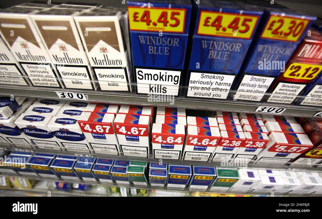 cigarettes banned uk A display of cigarettes in a London shop today. The open display of tobacco  in shops is to be banned in England and Wales, the government has announced  today. But critics say