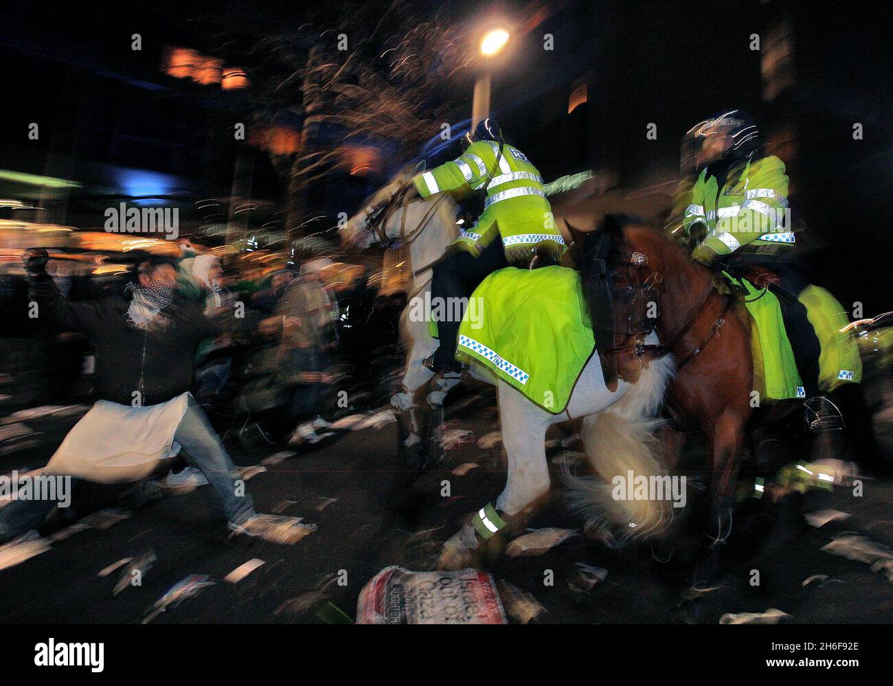 An initially peaceful demonstration ended with a group of protesters ...