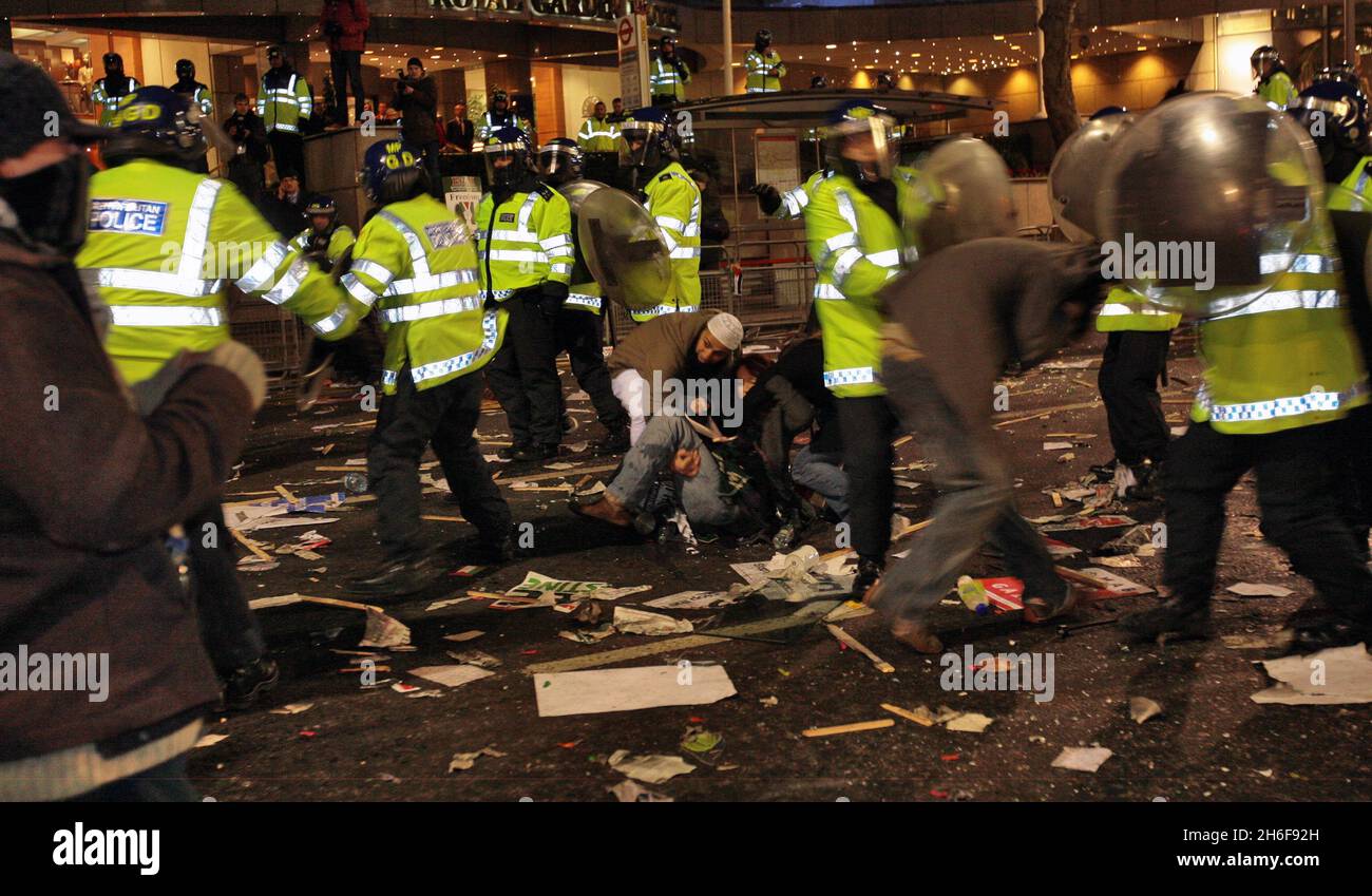 An initially peaceful demonstration ended with a group of protesters ...