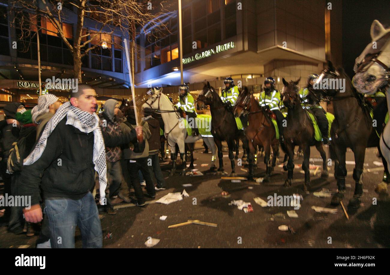 An initially peaceful demonstration ended with a group of protesters ...